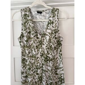 Tahari Linen Blend Botanical Midi Dress – Size M – Button Front